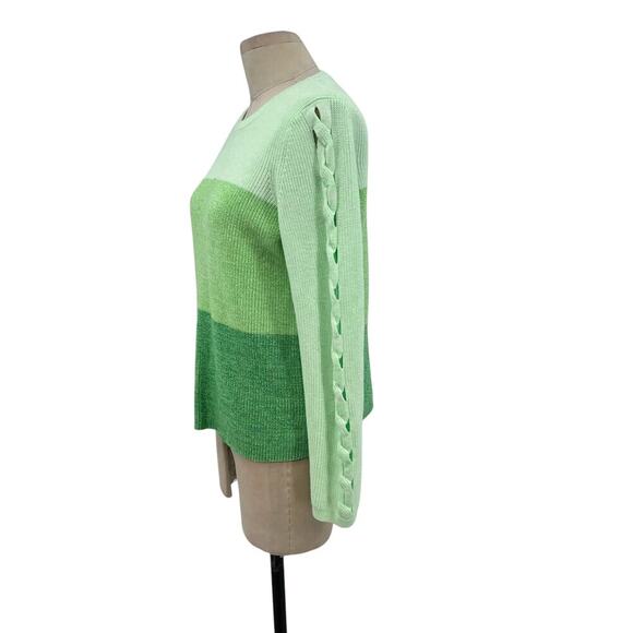 Lilly Pulitzer Cortina Sweater‎ Cut Out Sleeves Knit Ombre Green Size Large - Picture 6 of 14